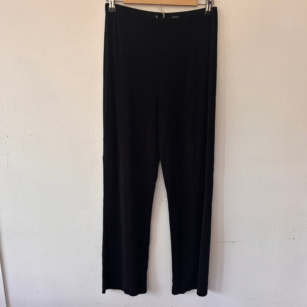 Chicos Travelers Pants Women Medium Short Black Straight Leg Elastic Minimalist